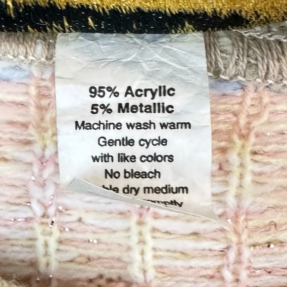 Vintage 80s Pastel Pattern Knit Sweater Fairy Kei Kawaii Oversized L XL - Picture 8 of 10